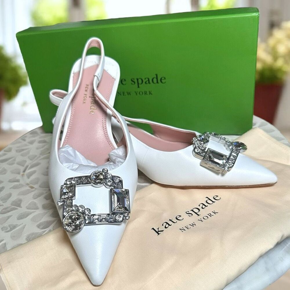 Kate Spade Renata Leather Embellished Slingback Pumps Wedding Shoes